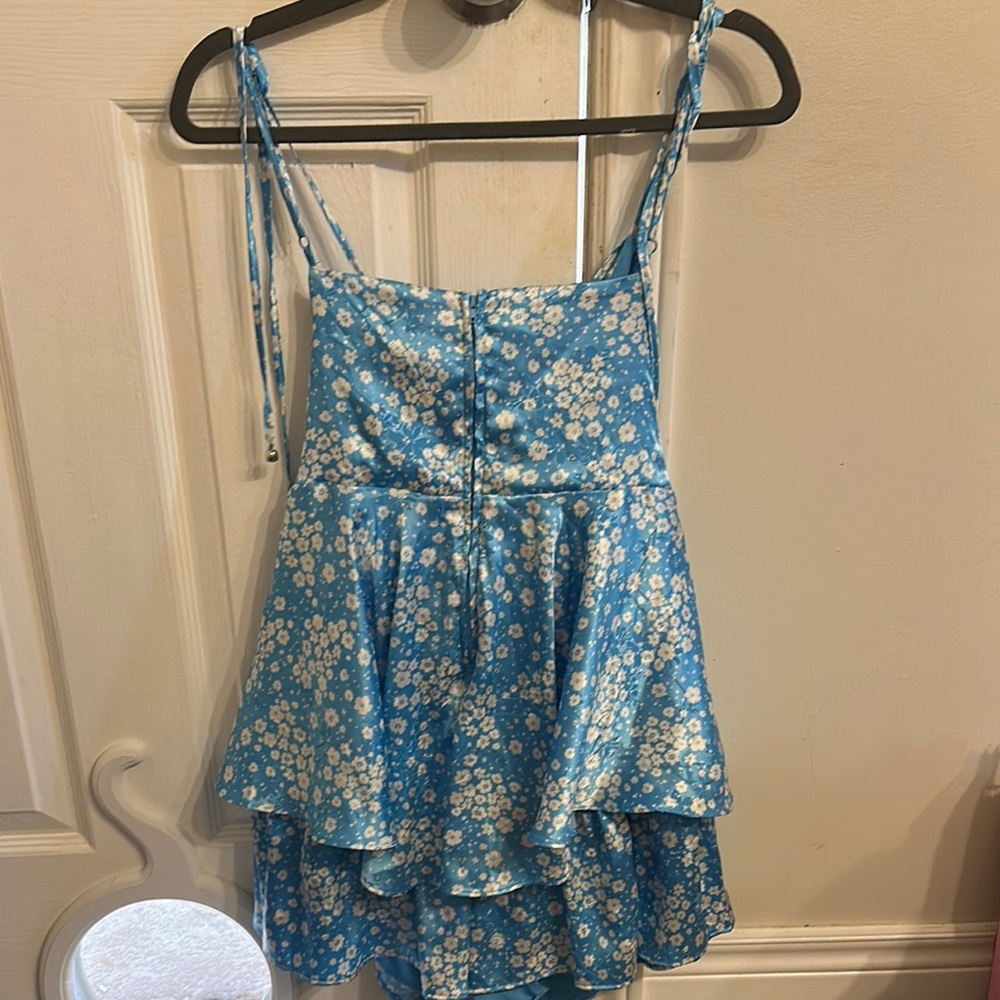 Floral Blue Layered Mini Romper By Crystal Doll BNWT - Picture 2 of 2